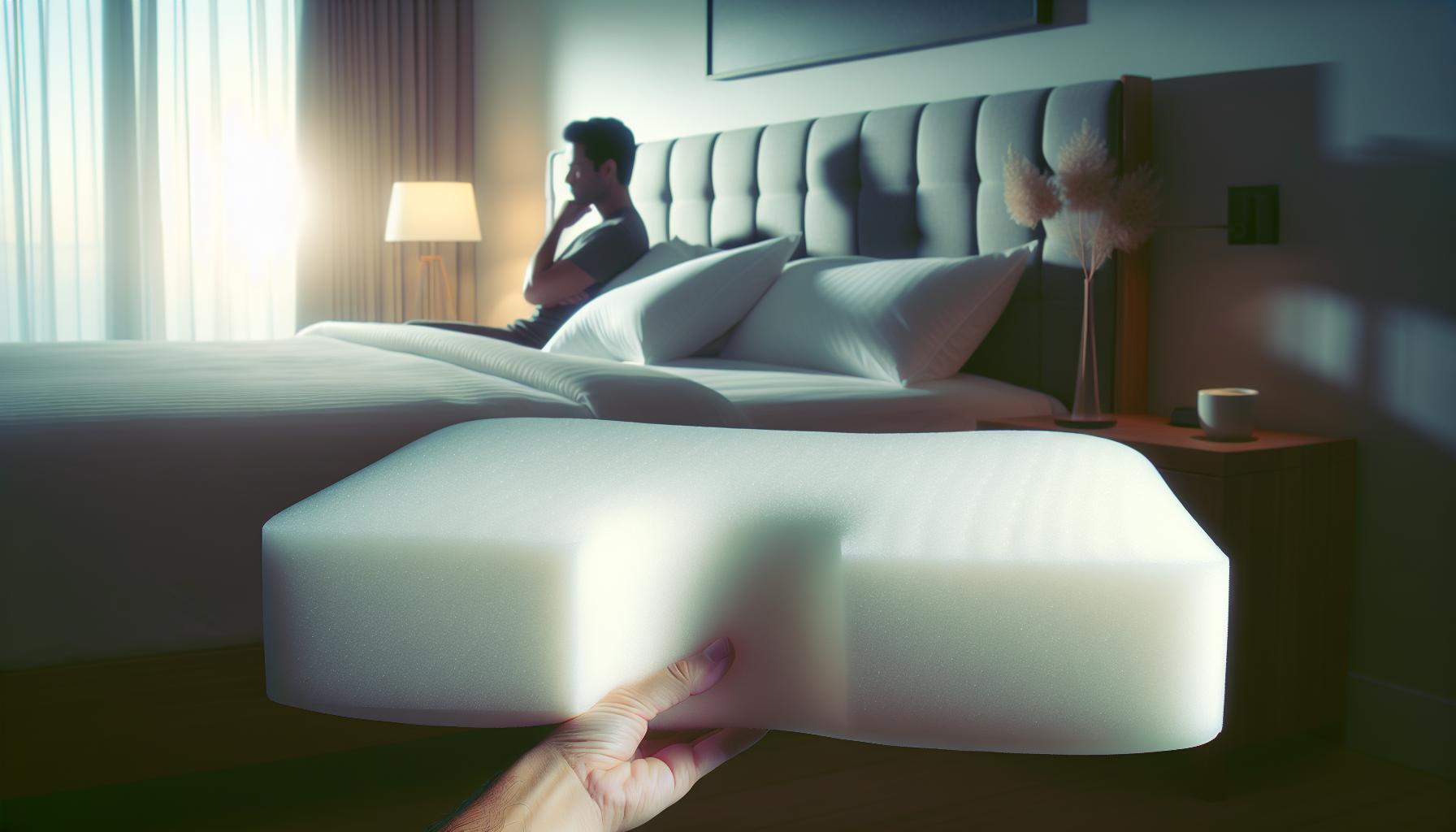 Memory Foam Pillow in front of person