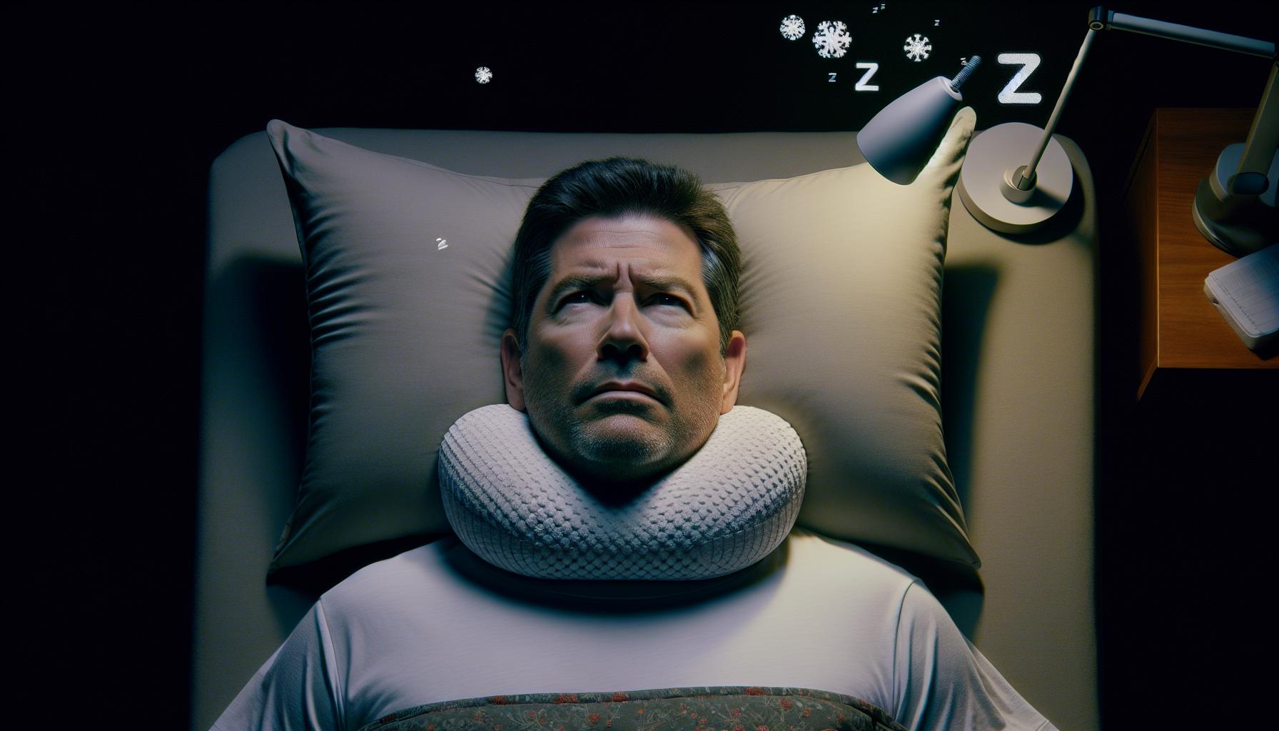 Man Lying down on a bed with a brace on his neck