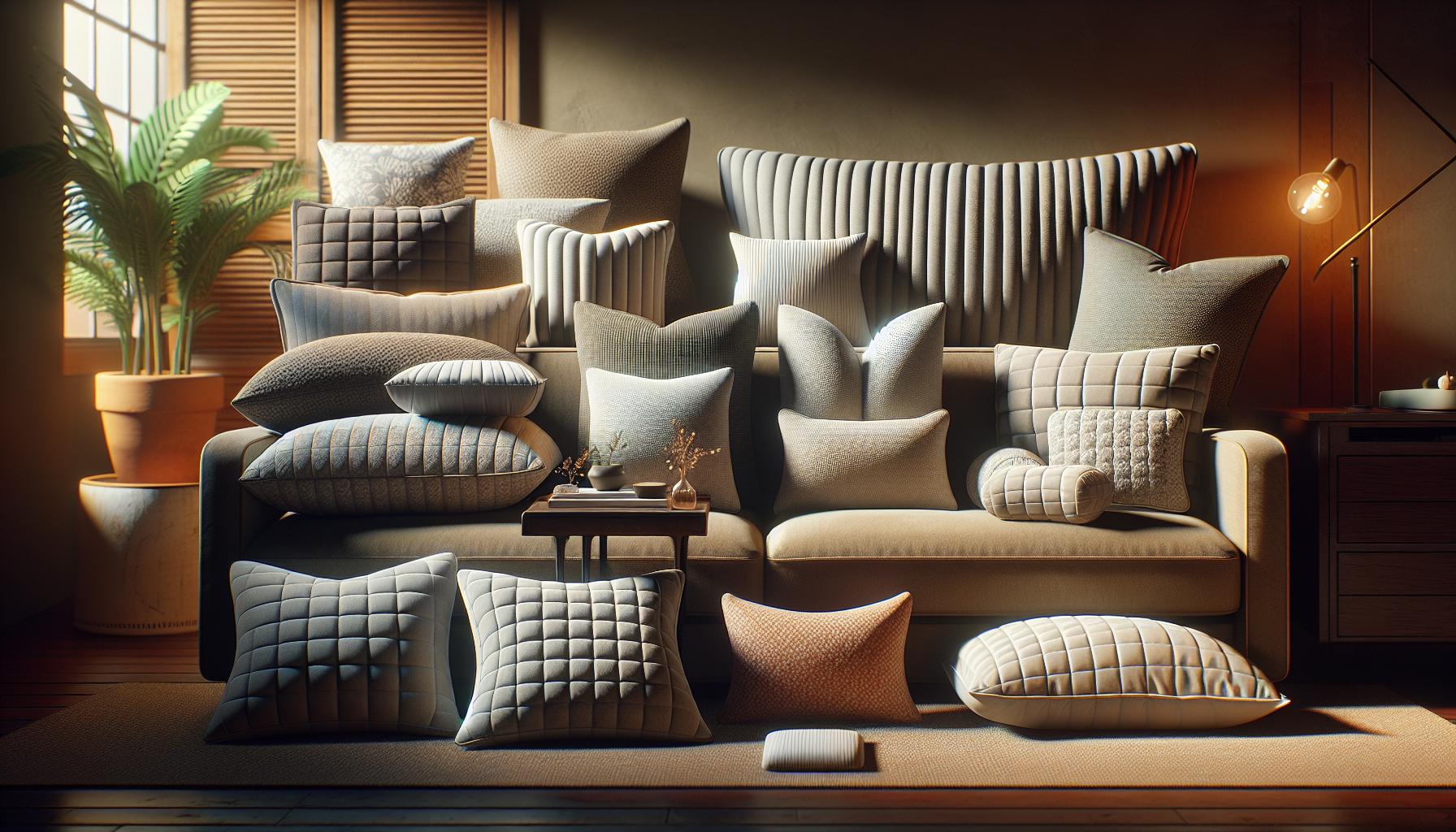 Different lumbar pillows in a living room